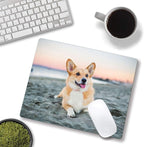 Corgi on The Beach Gaming Mouse Mat, Square Waterproof Non-Slip Rubber Base Mouse Pad for Office, Home, Laptop, Travel, 9.5"x7.9"x0.12" Inch