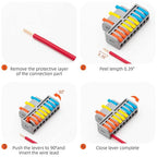 5Pcs Lever Wire Connectors, 3 in 9 Out Quick Wiring Cable Electrical Connector Compact Push-in Conductor Terminal Block for 24-12 AWG