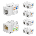 iwillink 10Gbps Cat6 Keystone Jack 10-Pack, RJ45 Keystone Jack, 90-Degree Ethernet Keystone Coupler, Punch Down Keystone Jack Adapter (White)