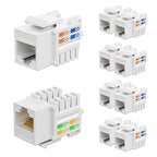 iwillink 10Gbps Cat6 Keystone Jack 10-Pack, RJ45 Keystone Jack, 90-Degree Ethernet Keystone Coupler, Punch Down Keystone Jack Adapter (White)