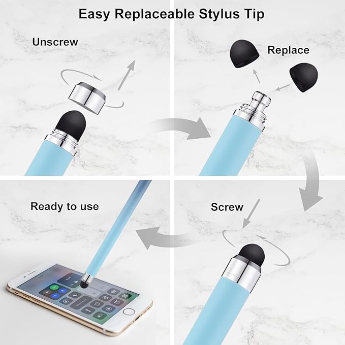 LINFANC Stylus Pens for Touch Screens,Linfanc 6 Pack Stylus Pens for iPad High Sensitivity and Precision Capacitive Stylus Pens for iPhone All Touch Screens Devices,Extra 12 Replacement Tips (LF1026)
