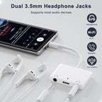 Headphone Adapter for iPad, Headphone Splitter for 2 Headphones,3 in 1 USB C to 3.5mm Jack Audio Adapter with 60W Fast Charging Compatible with S24/23 Ultra.