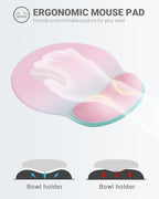Ergonomic Mouse Pad Wrist Support, Comfortable Mouse Pad Wrist Rest, Relieve Wrist Pain Gel Mouse pad, Non-Slip Rubber Base Mousepad for Laptop, Computer(Gradient Pink Green)