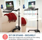 LEVO G2 V16 Mobile Laptop Stand Desk Rolling Cart with Phone Holder and Mouse Tray