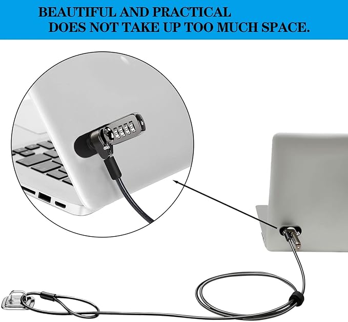 5Pack Anti Theft Self-Adhesive Security Plate with Slot for Cables to Lock Down Laptops, Mac Book, Tablets, iPad, or Other Computer (Black)