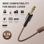 OneOdio 6.35mm to 3.5mm 6.6-9.8FT Stereo Adapter Cable Compatible with AMPs, Electronic Keyboards, Mixers, Guitars and Pro10/Pro30/Pro50 Headphones of OneOdio-Brown