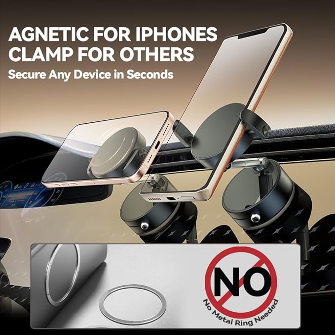 Universal Phone Holder for Car/Dashboard/Desk Adjustable & Foldable Phone Stand Compatible with Magnetic & Non-Magnetic Phones (All Phones 4-7") (White)