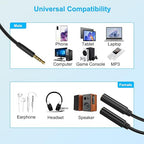 3.5mm TRRS Splitter for 2 Headphones 1FT 2-Pack, Dual Support Audio & Mic, 3.5 mm Aux Jack Cable 1 in 2 out, Double 1/8" Stereo Female Adapter,Headset Split Y Cord 2 Way for Phone/Tablet/Laptop/PC/MP3
