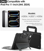 Nillkin Carry Go Keyboard Case for iPad Pro 11 inch (M4) 2024 with Handle, Rugged Case with Detachable Keyboard for iPad Pro 11, Magic Trackpad, 7 Colors Backlit, Camera Cover, Black