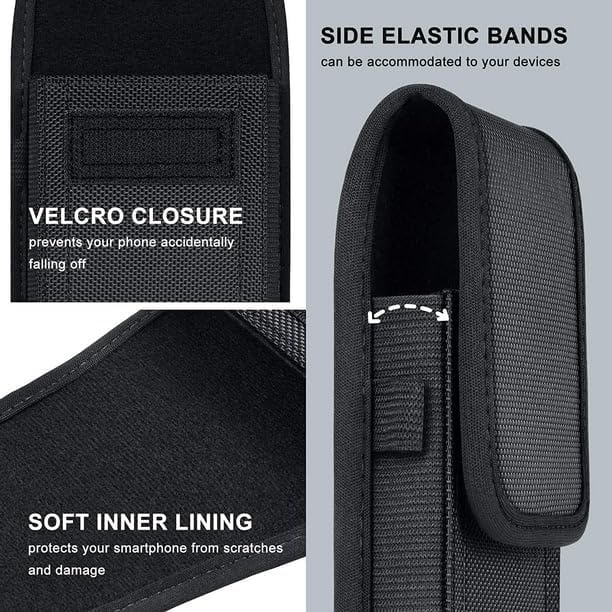 Cell Phone Holster for iPhone 17 16 15 14 13 Pro Max, 17 Air, 16 15Plus, Galaxy Z Fold 7 6 S25 S24 Ultra Plus A16 A36 5G Case with Belt Clip Belt Holder Pouch (Fits Phone with Otterbox Case on) Black