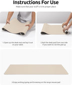 YSAGi Leather Desk Pad Protector, Office Desk Mat, Large Mouse Pad, Non-Slip PU Leather Desk Blotter, Waterproof Laptop Desk Writing Pad for Office and Home (23.6" x 13.8", Eggshell)