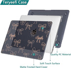 Teryeefi for MacBook Pro 13 inch Case Touch Bar M2 M1 2025 2024 2022 2021 2019 2018 2017 2016 Release fits Model A2338 /A2289/A2251/A2159/A1989/A1706, PC Hard Shell with Keyboard Cover, Gold Bows A003