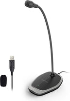 CMTECK USB Computer Microphone, Plug &Play Desktop Omnidirectional Condenser PC Laptop Mic, Mute Button with LED Indicator, Compatible with Windows/Mac, Ideal for YouTube, Skype, Recording (Gray)