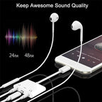 3in1 Lighting to 3.5mm,Headphone Adapter for iPhone, Dual Earphone Jack Audio and Charging Adapter,Headphone Splitter for iPhone 14/13/12/11/XS Max/XR/8/7 Plus /6/ iPad,Support iOS 10 to16