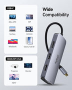 USB C Docking Station Dual HDMI Monitor Adapter, Selore USB C Hub 3 Monitors with Dual HDMI, Displayport, VGA, 100W PD Charging, 3USB 2.0 Ports Adapter for Dell XPS, HP, Lenovo, etc