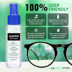 Sparkle Anti-Reflective Lens Cleaner Spray kit | (1) 1oz Glasses Cleaner Spray + (1) Microfiber Cloth for Eyeglasses, Sunglasses, Lenses, Screens and Camera Cleaning Kit (2 Piece Set)