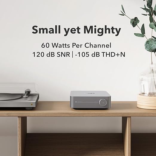 WiiM Amp Pro: Multiroom Streaming Amplifier | Compatible with Google Cast, Alexa | HDMI, Voice Control | Stream from Spotify, Amazon Music, Tidal & More - Dark Gray