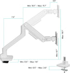 ARES WING Ultrawide Monitor Arm White for 17 to 49 Inch Heavy Duty Curved Screen, Holds 44 Lbs, Adjustable Gas Spring Monitor Arm Desk Mount with C Clamp, Grommet Base, 75/100 Vesa Mount