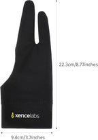 XENCELABS Drawing Glove, Breathable Artist Glove for Drawing Tablet, Two Fingers for Left Right Hand Black Size L