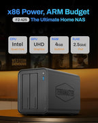 TERRAMASTER F2-425 2-Bay NAS Storage - Intel x86 Quad-Core CPU, 4GB RAM, 2.5GbE LAN, Network Attached Storage Multimedia Server for Home Users (Diskless)