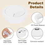 uxcell 5 Pcs 53mm (2.09 Inch) Desk Grommet, Plastic Cable Hole Cover, Wire Cord Cable Organizer for Home Office Computer Desk Cabinet, White