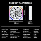 Jungle Leopard Galaxy 120mm PC Reverse Blade Case Fans, ARGB and PWM Cooling Fan PC, Axle Core Double Ring CD Pattern Module Computer Fans, Daisy-Chain 5V RGB Fan (White 3 Pack)