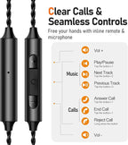 Vibes 202ML Wired Earbuds - HiFi in Ear Headphones - Noise-Isolating Ear Buds w/ Mic - Clear Sound, Deep Bass, Comfort-Fit Earphones - MMCX–Lightning for iPhone 5–14, Silver Plated Cord, Carrying Case