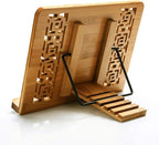 wishacc Large Size Bamboo Book Stand and Cookbook Holders for Reading Hands Free