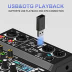 mw-4 black 4Channel Audio Mixer with 99 Sound Effects for PC,Portable Sound Mixing Console with BT USB Recording Input for Live Streaming,Podcasting