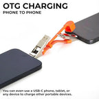Rolling Square inCharge XS - 240W 4in1 Keyring Cable | Fast Charging & Data Transfer | Universal USB C/Lightning/USB Cable with Metal Housing | N52 Magnets | Eco-Friendly | Orange