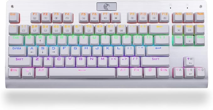 Granvela MechanicalEagle Z-77 75% Mechanical Keyboard | Aluminium Panel | Clicky Blue Switches | Rainbow LED Backlit | N-Key Rollover | 87-Key Tenkeyless | Hot Swappable |Spare Switches Included
