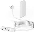 Flat Plug Extension Cord 6FT - 3 Outlets Power Strip with Ultra Thin Detachable Baby Proofing Outlet Cover Behind TV Furniture ETL Listed 13A 125V 1625W White