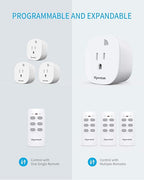 Remote Control Outlet Wireless Light Switch for Household Appliances, Expandable Remote Light Switch Kit, Up to 100 ft Range, FCC Certified, ETL Listed, White (3 Outlets + 1 Remotes)