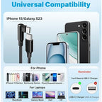 100W 2 Pack 3+6FT Type C to Type C Fast Charging Cable USBC to USBC Cord 90 Degree USB C Cable Right Angle for iPhone 16 15 Samsung Galaxy S24 S23 iPad MacBook Pixel USB C Charger