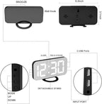 SZELAM LED RGB Digital Alarm Clock,with 11 Color Modes Display,Mirror Surface,Dual USB Charger Ports,Modern Desk Clocks for Bedroom Home Office Decor- Black