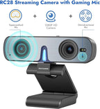ROCWARE RC28 1080P 60FPS Webcam with Dual Microphones | Cardioid & Omnidirectional Pickup, Hi-Fi Sound, AI Noise Cancellation & Raw Audio Modes for Streaming, Video Calls & Studio-Quality Recording