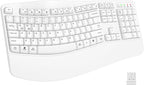 EDJO Ergonomic Wireless Keyboard for Large Hands, with Wrist Rest, Wave Keys, 2.4GHz Full Size Ergo Cordless USB Computer Keyboard, Comfortable Natural Typing, for Laptop, Mac, Windows (White)