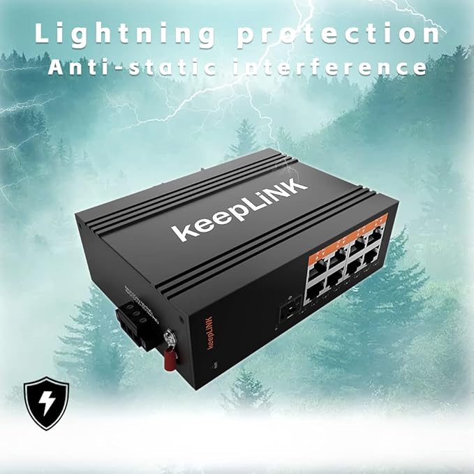 8 Port Industrial PoE Switch Unmanaged, Gigabit PoE Switch with 8 PoE+ Ports @245w, 1 SFP Slot, DIN Rail Hardened Network Switch, IP40