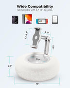 Viozon Tablet Stand Pillow, Compatible with 4.7"-13" Phone/Tablet, iPad, iPhone, Samsung, Google, Kindle, 360°Adjustable Phone Holder for Bed with Soft Plush Fabric, and Detachable Bowl, White