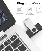 2GB Flash Drive 2 Pack, USB 2.0 Thumb Drives Jump Pen Drive Memory Stick with LED Light and Lanyards for Storage and Backup (Black Blue)
