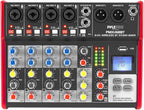 PYLE Studio Audio Sound Mixer Board - 6 Channel Bluetooth Compatible Professional Portable Digital DJ Mixing Console w/ USB Mixer Audio Interface - Mixing Boards For Studio Recording - PMXU68BT