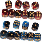 20PCS Polyhedral Dice D6 Dice 16mm Acrylic 6 Sided Dice Game Dice for RPG MTG DND Dice Table Games (Blue Black and Red Black)