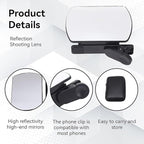 Mirror Effect Lens - Capture Stunning Reflections Instantly, Smartphone Camera Mirror Reflection Clip Kit, Adjustable HD Glass Smartphone Photography Flip Mirror, for Travel Photography (Black)