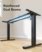 HUANUO Standing Desk Frame with 220lbs Powerful Brushless Motor, Double Crossbeam Structure, Thick Adjustable Desk Legs, for Max 35.4″ x 86.6″ Desktop, for Home Office, Black Frame Only
