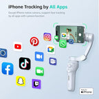 Only for iPhone, MOGO [Apple MFi Certified] Gimbal Stabilizer with Phone Clamp & RGB Light, Video Gimbal Stabilizer Allows Select Tracking Subject, Gaze-Tracking for iPhone 16 15 Pro Max