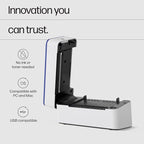 HP Shipping Label Printer, Commercial Grade Direct Thermal, Compact & Easy-to-use, High-Speed 300 DPI, Barcode, Compatible with, UPS, Ebay, ShipStation More, HPKE103, 7.9''x 4.6'' x 4.7'', white