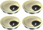 uxcell Cable Hole Cover, 2.4Inch/60mm Zinc Alloy Desk Wire Cord Cable Grommets Hole Cover for Office PC Desk Cable Cord Organizer, 4Pcs Bronze Tone