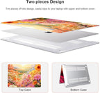 Compatible with MacBook Air 13 Inch Case 2021 2020 2019 2018 Release M1 A2337 A2179 A1932 Touch ID, Clear Plastic Hard Shell Case Keyboard Cover Screen Film, Watercolor Daisies