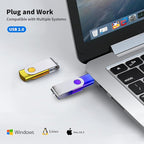 ABLAZE 1GB Flash Drive 2 Pack, USB 2.0 Thumb Drives with Lanyards Swivel USB Memory Stick 1GB（Green and Purple