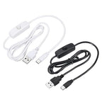 MECCANIXITY USB Cable with 501 ON/Off Switch, USB Male to USB Type C Male Power Cable 100cm for LED Desk Lamp LED Strip Black White 1 Set